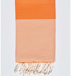 Serviette de plage nid d'abeille orange tangerine  - 1