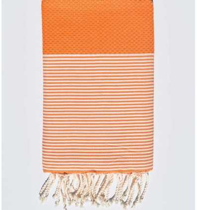 Serviette de plage nid d'abeille orange tangerine