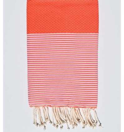 Serviette de plage nid d'abeille corail