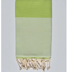 Serviette de plage nid d'abeille vert pistache Fouta Tunisia - 1