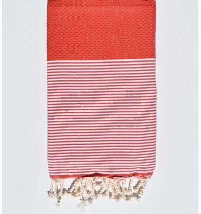 Fouta ocre rouge avec rayures