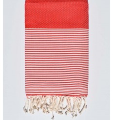 Serviette de plage nid d'abeille rouge Fouta Tunisia - 2