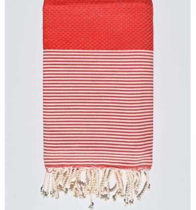 Serviette de plage nid d'abeille rouge