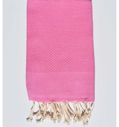 Serviette de plage unie rose tamatia Fouta Tunisia - 1 2