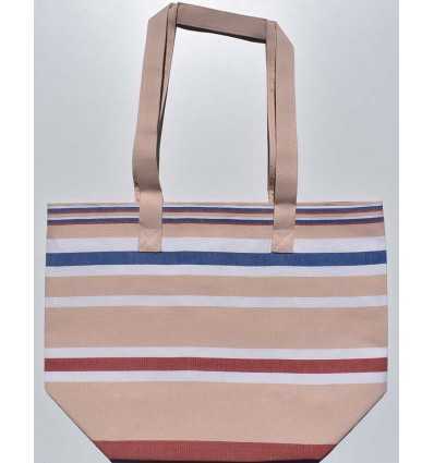 Sac de plage chair, blanc, rouge carmin et bleu Fouta Tunisia - 1