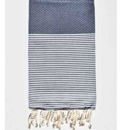 Fouta nid d'abeille bleu turquin