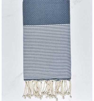 Serviette de plage nid d'abeille bleu pastel foncé