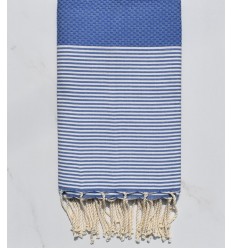 Serviette de plage nid d'abeille bleu roi Fouta Tunisia - 1