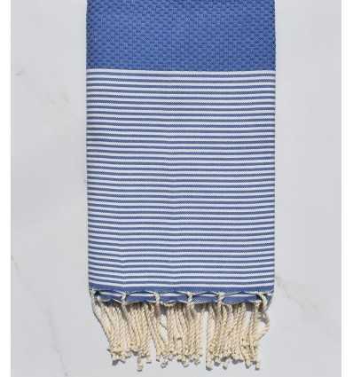 Serviette de plage nid d'abeille bleu roi