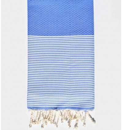 Fouta nid d'abeille bleu moyen