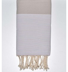Serviette de plage nid d'abeille tourtelle clair  - 1