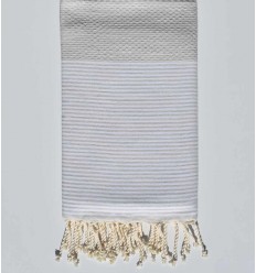 Serviette de plage nid d'abeille beige de gris  - 1