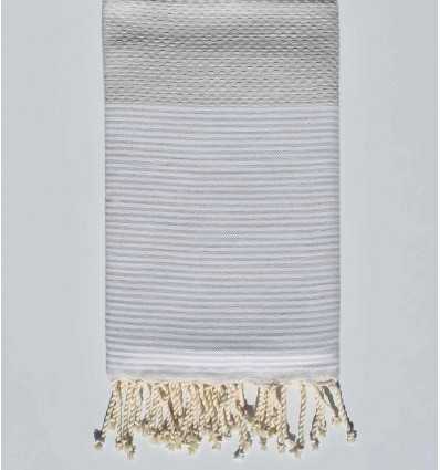 Serviette de plage nid d'abeille beige de gris