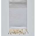 Serviette de plage nid d'abeille beige de gris  - 1