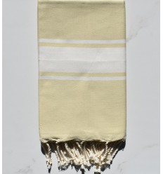 Serviette de plage Plate jaune pale clair Fouta Tunisia - 1
