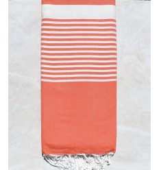 Jeté Plate orange corail Fouta Tunisia - 1