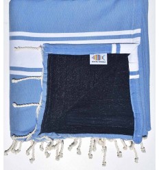 Fouta doublé éponge bleu roi clair Fouta Tunisia - 1