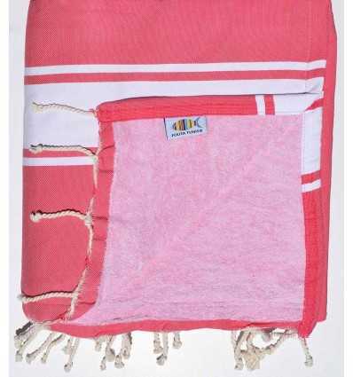 fouta doublée éponge rose fushia et rose clair