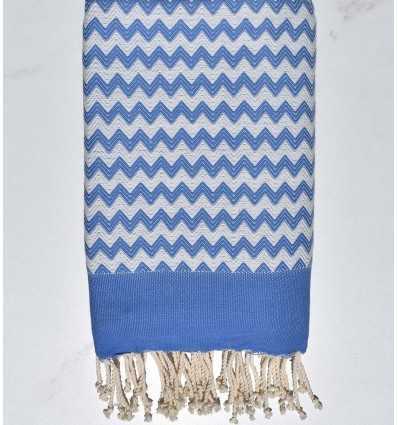 Fouta zigzag bleu