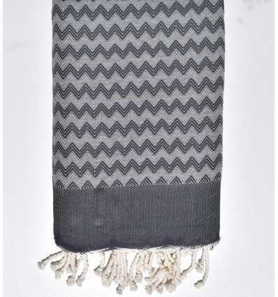 Fouta zigzag gris et gris ardoise