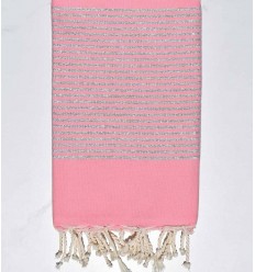 Fouta Lurex plate rose clair  - 1
