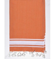 Mini serviette orange brulée avec rayures  - 1