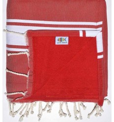 fouta doublée éponge rouge  - 2