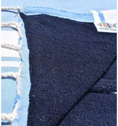 Serviette de plage doublée éponge lavande et bleu nuit Fouta Tunisia - 2