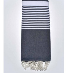 jeté bleu jeans foncé Fouta Tunisia - 1 2