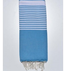 Jeté bleu Cæruleum avec rayures Fouta Tunisia - 1 2