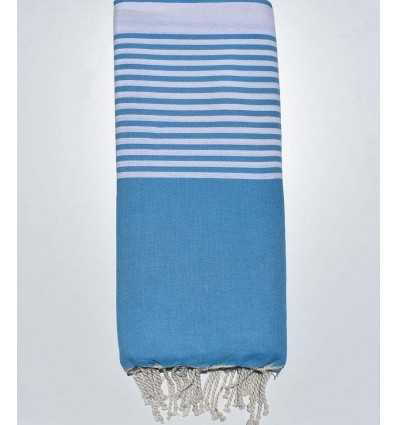 Jeté bleu Cæruleum avec rayures Fouta Tunisia - 2