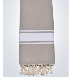 Jeté beige bande blanche Fouta Tunisia - 2 2