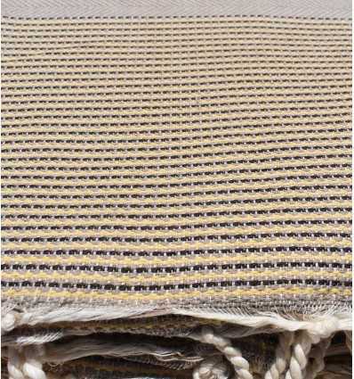 jeté beige foncé rayée jaune et marron  - 3