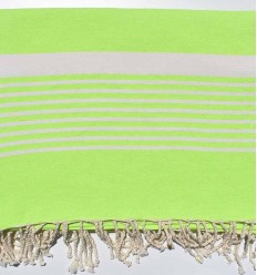 Jeté plate vert fluo avec rayures Fouta Tunisia - 1