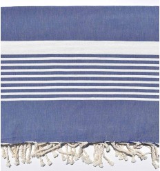 Jeté bleuet avec des rayures blanche  - 1