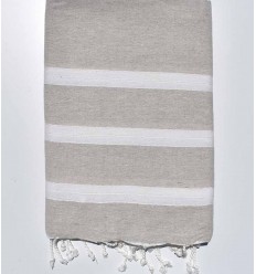 Jeté moyenne écru lin et blanc crème 1.5m*2.4m  - 1