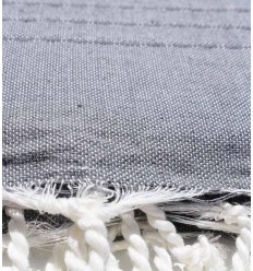 Jeté moyenne gris 1.5m*2.5m Fouta Tunisia - 1 2