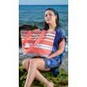 Sac de plage rouge, blanc, bleu et gris noir Fouta Tunisia - 1
