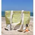 Sac de plage khlela blanc crème et vert clair Fouta Tunisia - 1