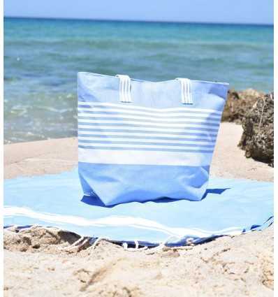 Sac de plage arthur bleu et blanc