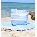 Sac de plage arthur bleu et blanc Fouta Tunisia - 2