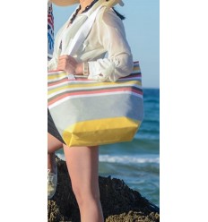 Sac de plage 5 couleurs gris.rouge.blanc crème,vert forêt et jaune Fouta Tunisia - 1 2