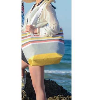 Sac de plage 5 couleurs gris.rouge.blanc crème,vert forêt et jaune Fouta Tunisia - 2