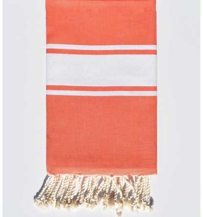 Serviette de plage Plate orange bande blanche