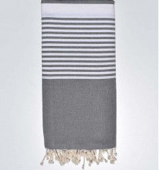 Jeté gris bis avec rayures Fouta Tunisia - 1