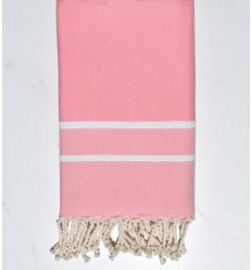Serviette de plage chevron rose moyen Fouta Tunisia - 1