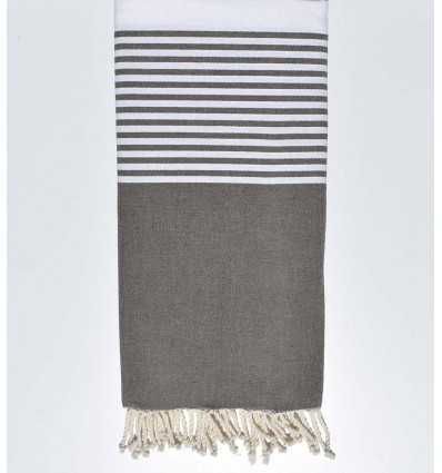 Jeté marron taupe Fouta Tunisia - 1