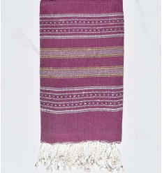 Serviette de plage violet foncé avec lurex argent et doré  - 1