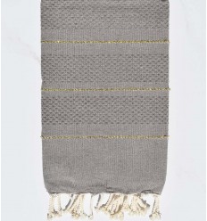 Fouta nid d'abeille taupe avec lurex Fouta Tunisia - 1