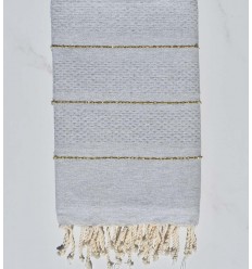 Fouta nid d'abeille gris clair avec lurex  - 1